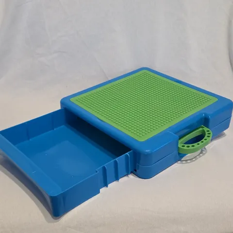 LEGO Blue & Green Portable Storage Container Carry Case w/ Handle Baseplate Lid