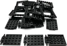 Lego 10 New Black Plates Modified 4 x 6 with Trap Door Hinge Long Pins Parts