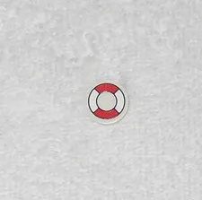 LEGO Police - White Round Tile With Life Preserver Sticker - 4150p07 - From 6540