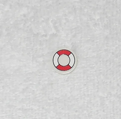 LEGO Police - White Round Tile With Life Preserver Sticker - 4150p07 - From 6540