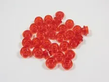 LEGO Lot of 30 Trans Red Round 1x1 Plates S6