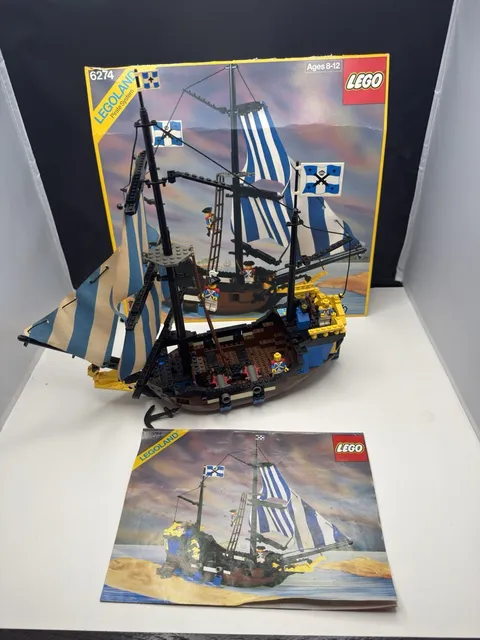 LEGO 6274 Caribbean Clipper Pirate Ship w/ Box Top & Manual 99% Complete