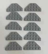 LEGO Part 2419(Qty 10) 3x6 Wedge Plate with Cut Corners in Light Bluish Gray NEW