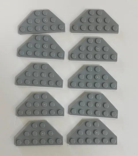 LEGO Part 2419(Qty 10) 3x6 Wedge Plate with Cut Corners in Light Bluish Gray NEW