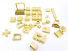 Lot Of 35X Random Tan LEGO Pieces Slopes Windows Arch Bricks Holed Studded
