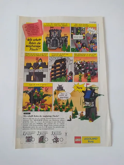 Rare Advertising Flyer Advertising Sheet Lego Legoland Castle Knights 6054 1988