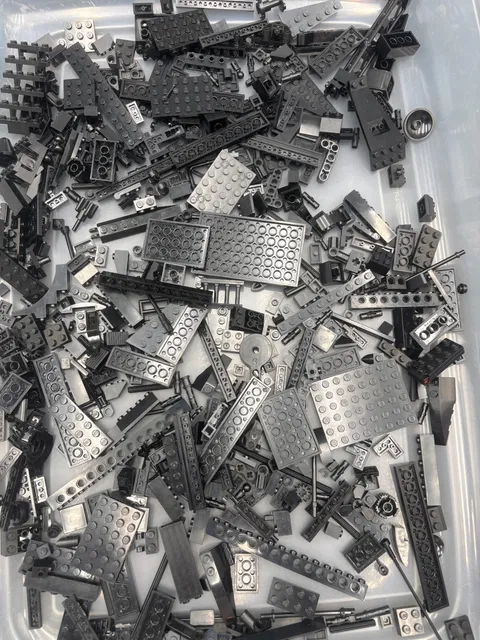 1 lb. Bulk Mixed Black Legos - standard blocks and unique pieces (Lot B)
