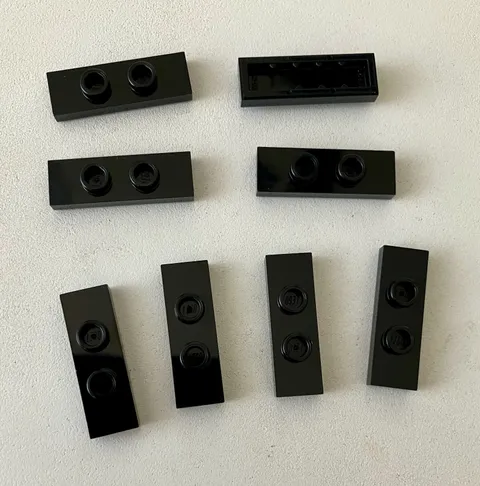 LEGO 8x NEW Plate 1x3 Modified w/ 2 Studs, Double Jumper BLACK #34103