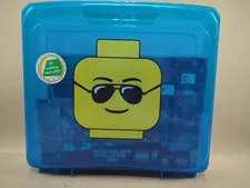 Lego Blue Project Case Minifigure Storage Case Head Sunglasses Full Of Manuals