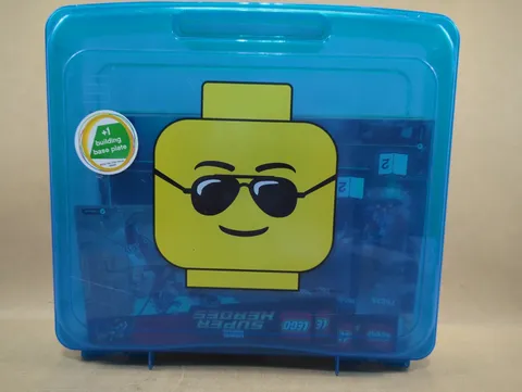 Lego Blue Project Case Minifigure Storage Case Head Sunglasses Full Of Manuals