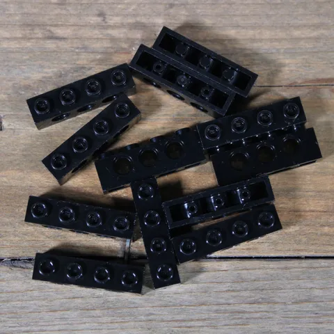 LEGO 3701 Black Technic Brick 1 x 4 with Holes Qty 12