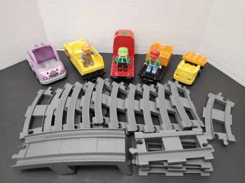 Lego Duplo Motorized Passenger Train Locomotive Lot Track Pieces Figures Trucks