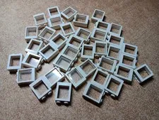 LEGO BULK LOT 38 WHITE WINDOW 1X2X2 FLAT FRONT TRANS CLEAR GLASS PANE 60592