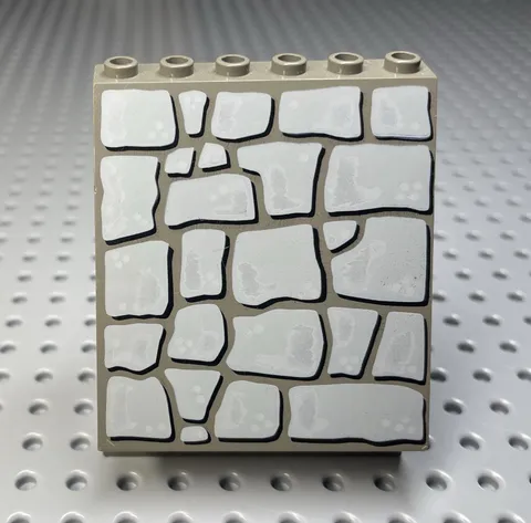 LEGO Vintage Piece 30156 Panel 4x6x6 Sloped Dark Grey Printed Stone Wall Retired