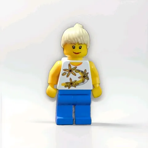 LEGO Female Minifigure Ponytail Girl With Flowers Shirt 2009