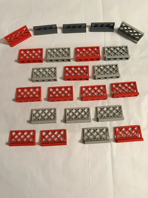 LEGO Lattice Fence Panel Pieces Bulk Lot 20pc Red Gray Black Plastic Parts