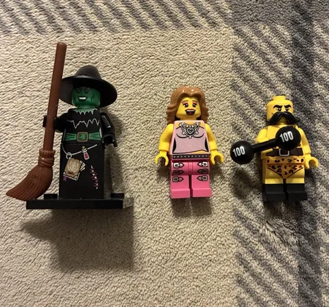 Lego Lot of 3 CMF Minifigures Series Witch, Pop Singer, & Muscle Man