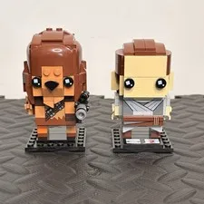 LEGO BrickHeadz Star Wars Rey 41489 & Chewbacca 41609 Retired Set Lot No Box