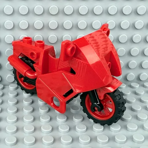 LEGO Red Motorcycle w/ Red Wheels, Minifigure Vehicle CITY Town