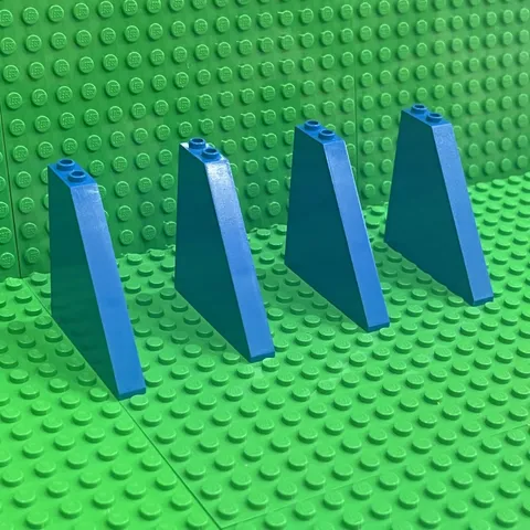 LEGO Blue Slope (30249) 55 Deg 6x1x5 without Bottom Stud Holders (Lot of 4)