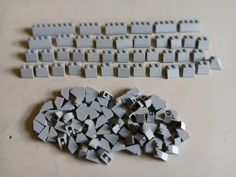 LEGO BULK LOT OF 116 LIGHT BLUISH GRAY SLOPES 45° 2X1 2X2 2X3 2X4