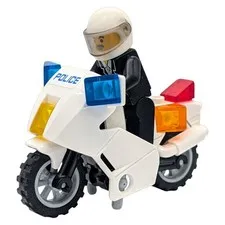 LEGO minifigure police with motorcycle city road