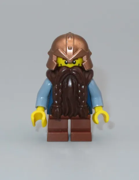 Lego Castle Dwarf beard copper helmet Fantasy Era minifigure 7036