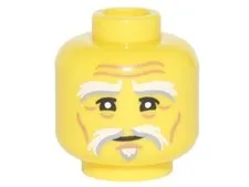 NEW LEGO Old Man Head Santa Long Mustache Foo Man White Hair Gray Happy