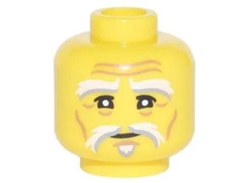 NEW LEGO Old Man Head Santa Long Mustache Foo Man White Hair Gray Happy