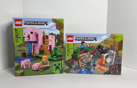 LEGO Minecraft: The Pig House 21170 & Abandoned Mine 21166 Both NEW SEALED Boxes