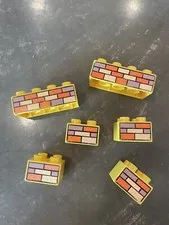 Lego Duplo 6pcs YELLOW CONSTRUCTION BRICKS BOB THE BUILDER Printed 2X2 2x4