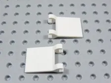 LEGO Lot of 2 White 2x2 Plates Flags w/ Clips BG