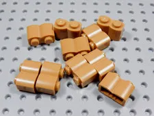 LEGO Lot of 10 Medium Nougat 1x2 Modified Log Bricks BO