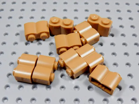 LEGO Lot of 10 Medium Nougat 1x2 Modified Log Bricks BO