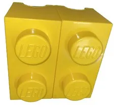 2012 Lego By Room Copenhagen Yellow 1 x 2 Stud  Stackable Storage Brick Box X2