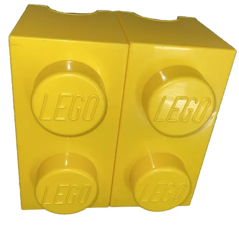 2012 Lego By Room Copenhagen Yellow 1 x 2 Stud  Stackable Storage Brick Box X2