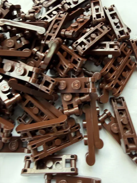 LEGO - NEW- #18649-DARK BROWN-PLATE MOD/ 1 X 2 W/ 2 HANDLES-10 PIECES