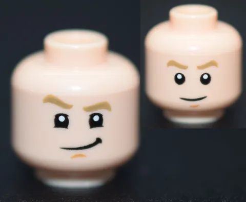 New LEGO Minifigure Head Light Nougat Grin Smirk Battalion Brawler 77073 6491050
