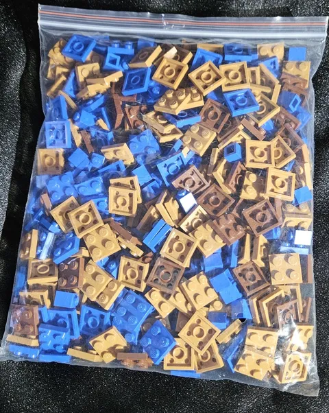 LEGO Bulk Lot 0.5 lb 325+ Pcs 2x2 Plates Mixed Blue Brown Medium Nougat MOC New