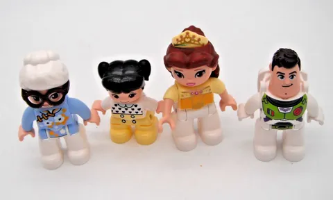 Lego Duplo Disney Mini Figure Lot of 4 Minifigs Belle Buzz Old Woman Girl