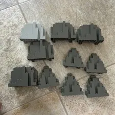 LEGO LOT OF 10 ROCK WALL PANEL PIECES CASTLE VINTAGE ORIGINAL DARK GREY