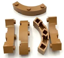 Lego 5 New Medium Nougat Bricks Round Corner 4 x 4 Macaroni 3 Studs Parts