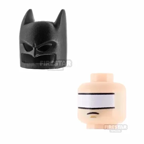 Firestar Toys LEGO Pad Printed Bat Head with 3D printed Cowl.