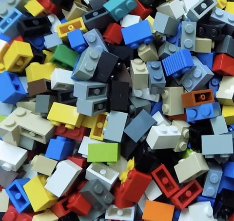 LEGO Lot of 100 Pieces 1x2 BRICKS Mixed Colors Picked At Random 3004