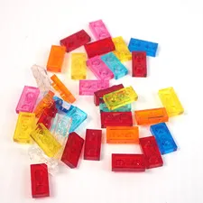 LEGO Parts - Assorted Colors Transparent Plate 1 x 2  3023 - QTY 35 pc