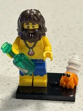 LEGO Minifigures Castaway Islander with Green Bottle & Orange Crab