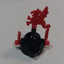 LEGO Minifigure Helmet Headgear Black w/ Red Flame Detail Custom Printed
