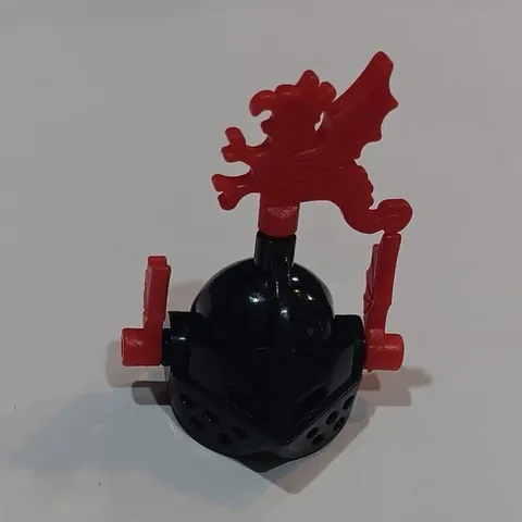 LEGO Minifigure Helmet Headgear Black w/ Red Flame Detail Custom Printed