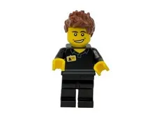 LEGO Store Employee Minifigure Male Black Polo Shirt ID Badge Name Tag tls086
