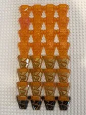 (32) LEGO 4x4 Wedge Fractured Polygon Lot-Trans Orange-Roof Rock Tile 29383